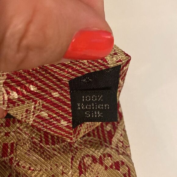 Vintage Bugatti Rare Baroque Lace Brick Red Silk Tie - Picture 6 of 7